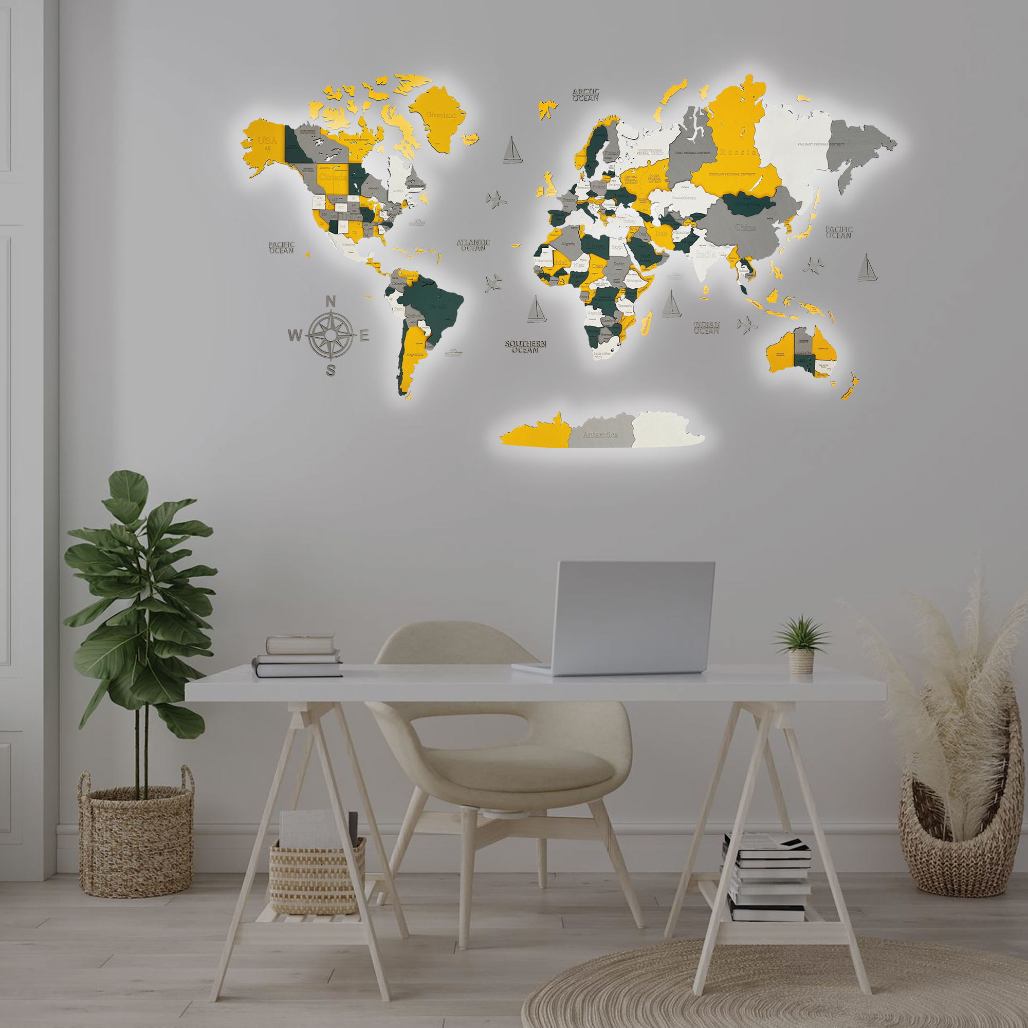 Багатошарова LED карта світу модель "SUN"